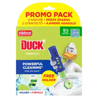   Duck Fresh Discs Lime WC-öblítő korong utántöltő + ajándék adagoló 2 x 36 ml (72 ml)