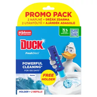   Duck Fresh Discs Marine WC-öblítő korong utántöltő + ajándék adagoló 2 x 36 ml (72 ml)