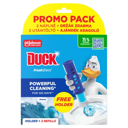 Duck Fresh Discs Marine WC-öblítő korong utántöltő + ajándék adagoló 2 x 36 ml (72 ml)