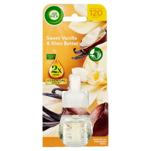 Air Wick Édes Vanília és Shea Vaj elektromos utántöltő légfrissítő készülékhez 19 ml