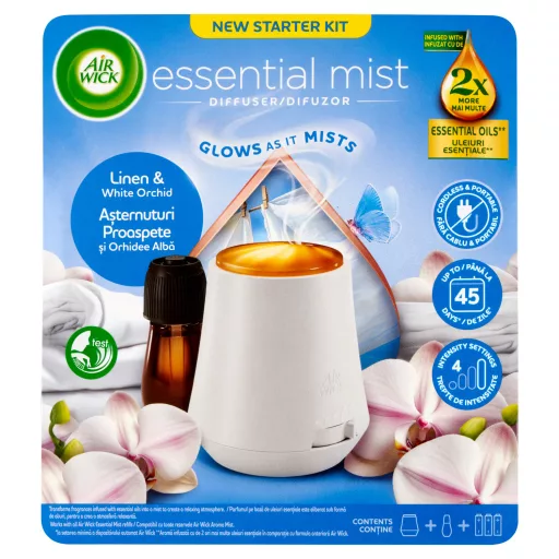 Air Wick Pamut és Fehér Orchidea aroma diffúzor készülék és utántöltő 20 ml