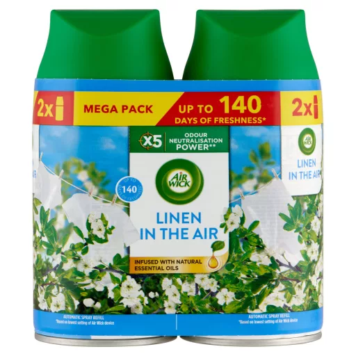 Air Wick Freshmatic Frissen Mosott Ruha automata légfrissítő spray utántöltő 2 x 250 ml