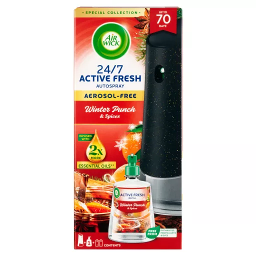 Air Wick Active Fresh gyümölcsös téli puncs készülék és utántöltő 228 ml