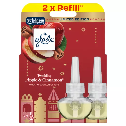Glade Twinkling Apple & Cinnamon elektromos légfrissítő készülék utántöltő 2 x 20 ml (40 ml)