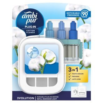   Ambi Pur 3Volution Cotton Flower elektromos légfrissítő kezdőcsomag, 20 ml