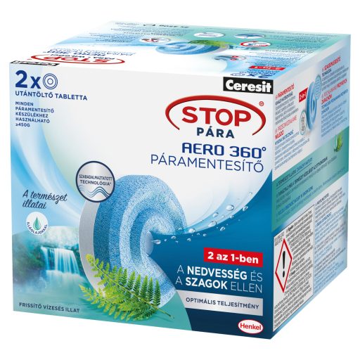 Ceresit Stop Pára Aero 360° páramentesítő utántöltő tabletta frissítő vízesés illattal 2 x 450 g