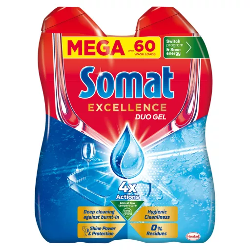 Somat Excellence Duo Gel gépi mosogatószer gél 60 mosogatás 2 x 540 ml