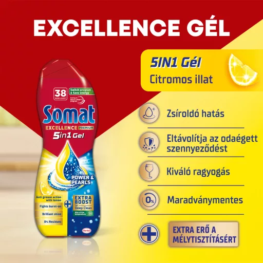 Somat Excellence Duo Gel gépi mosogatószergél 38 mosogatás 684 ml