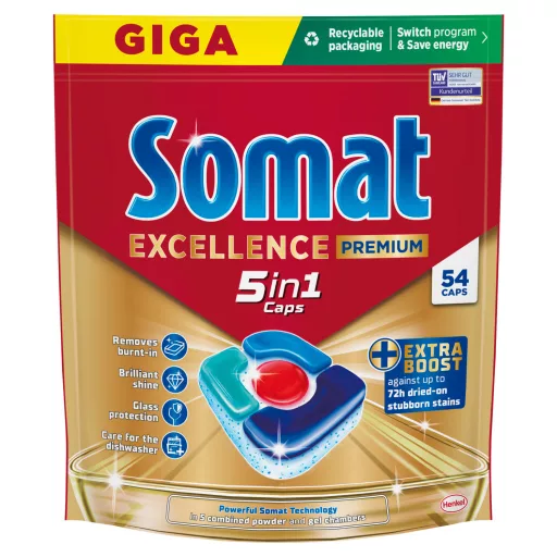 Somat Excellence Premium 5in1 gépi mosogatószer kapszula 54 db 1004,4 g
