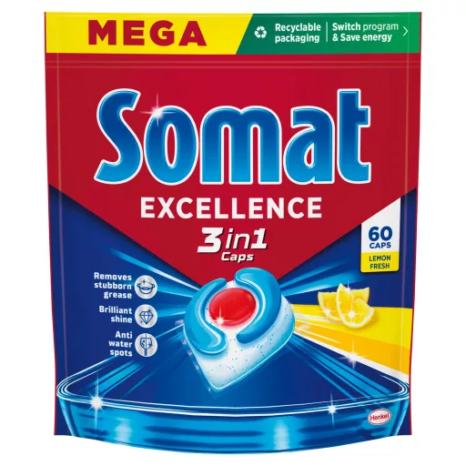 Somat Excellence Lemon Fresh 3in1 gépi mosogatószer kapszula 60 db 1086 g