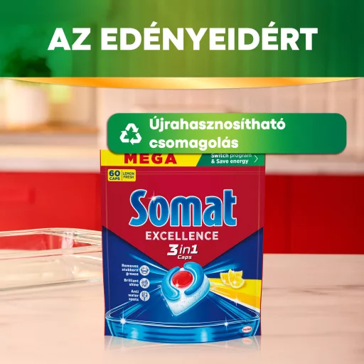 Somat Excellence Lemon Fresh gépi mosogatószer kapszula 60 db 1086 g