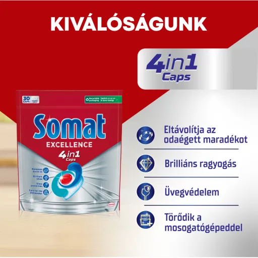 Somat Excellence 4in1 gépi mosogatószer kapszula 30 db 543 g