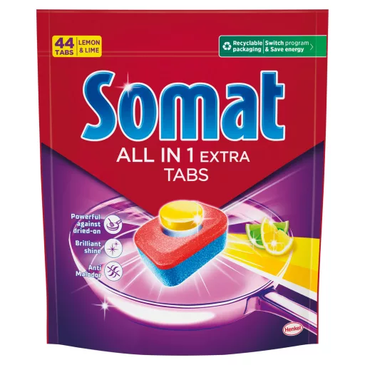 Somat All in 1 Extra Lemon & Lime gépi mosogatótabletta 44 db 730,4 g