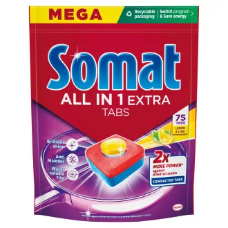   Somat All in 1 Extra Lemon & Lime gépi mosogatótabletta 75 db 1125 g