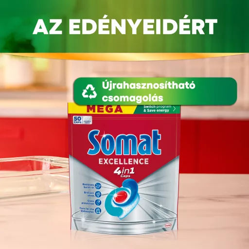 Somat Excellence 4in1 gépi mosogatószer kapszula 50 db 950 g