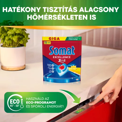 Somat Excellence Lemon Fresh gépi mosogatószer kapszula 70 db 1267 g