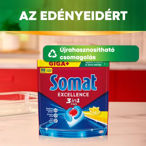 Somat Excellence Lemon Fresh gépi mosogatószer kapszula 88 db 1592,8 g