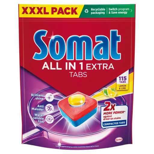 Somat All in 1 Extra Lemon & Lime gépi mosogatótabletta 115 db 1725 g