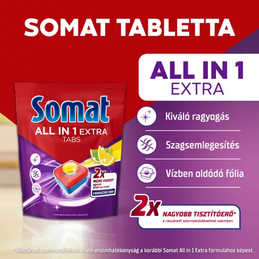 Somat All in 1 Extra Lemon & Lime gépi mosogatótabletta 115 db 1725 g