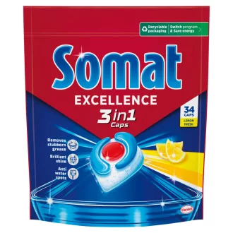   Somat Excellence Lemon Fresh 3in1 gépi mosogatószer kapszula 34 db 615,4 g