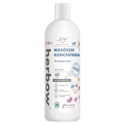 Herbow folyékony mosószer koncentrátum 1l univerzális illat- és allergénmentes Bambino 33 mosás