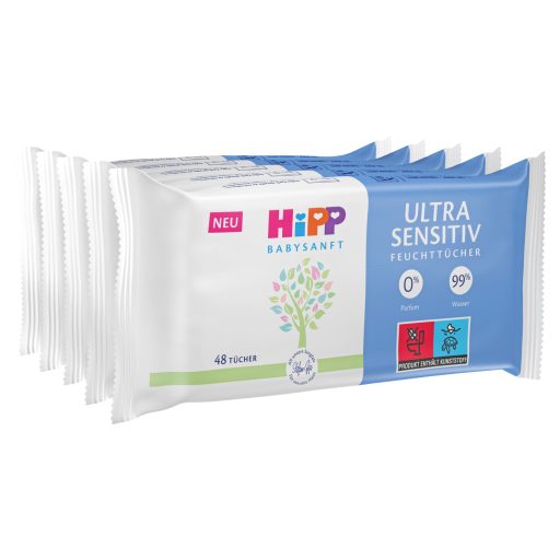 HiPP Babysanft Ultra Sensitive nedves törlőkendő újszülöttkortól 5 x 48 db