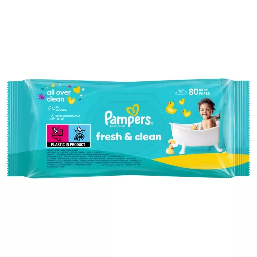 Pampers Fresh Clean Nedves Törlőkendő, 15 csomag = 80 db