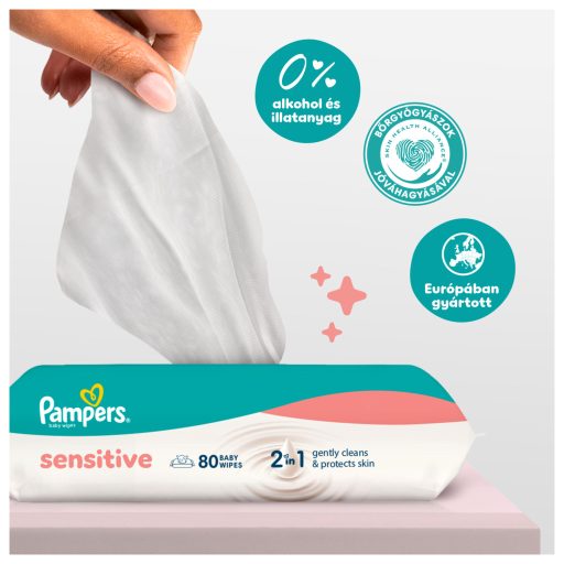 Pampers Sensitive Nedves Törlőkendő, 1 csomag = 80 db Törlőkendő