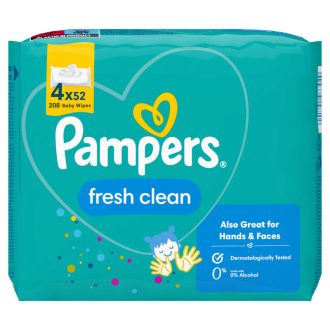 Pampers Fresh Clean Nedves Törlőkendő, 4 csomag = 208 db