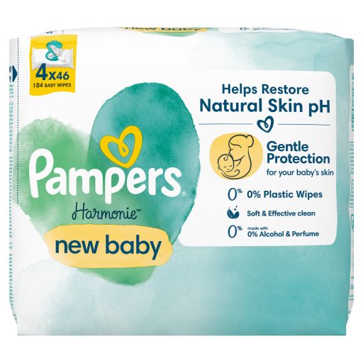 Pampers Harmonie New Baby Nedves Törlőkendő, 4 csomag = 184 db Törlőkendő