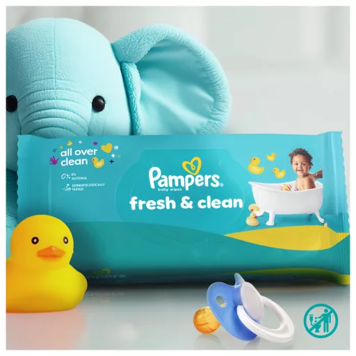 Pampers Fresh Clean Baby Nedves Törlőkendő, 12 Csomag x 52 Törlőkendő db Baba Nedves Törlőkendő
