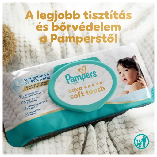 Pampers Aqua Soft Touch Baby Nedves Törlőkendő, 1 Csomag x 60 Törlőkendő  db Baba Nedves Törlőkendő