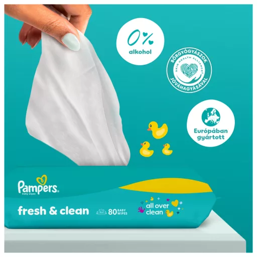 Pampers Fresh Clean Baby Nedves Törlőkendő, 3 Csomag x 80 Törlőkendő  db Baba Nedves Törlőkendő