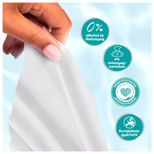 Pampers 99%-ban Vízalapú Baby Nedves Törlőkendő, 4 Csomag x 60 Törlőkendő db Baba Nedves Törlőkendő