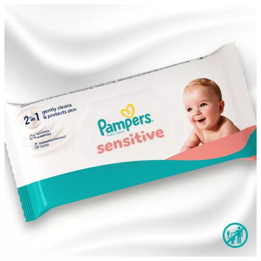 Pampers Sensitive Baby Nedves Törlőkendő, 9 Csomag x 80 Törlőkendő = 720 db Baba Nedves Törlőkendő