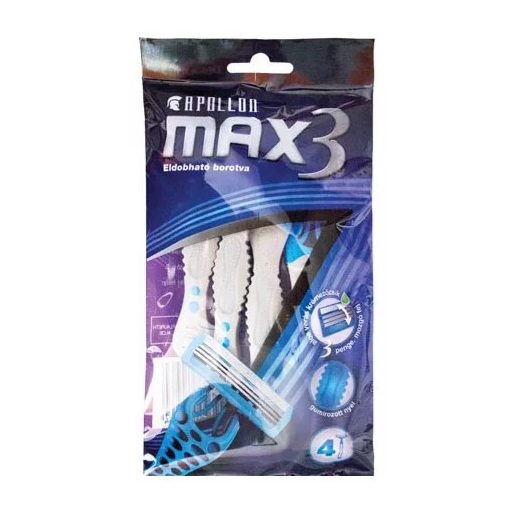 Apollon Max3 eldobható borotva 4db-os férfi