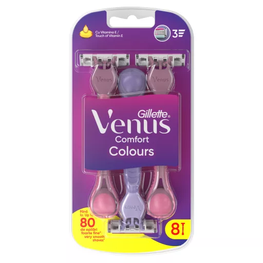 Gillette Venus Comfort Colours Eldobható Borotva, 8 Db/Csomag