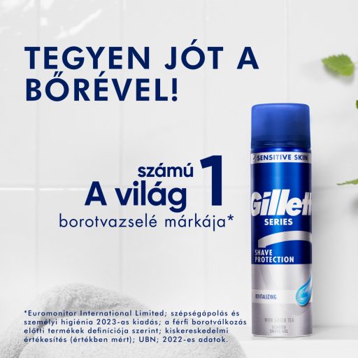 Gillette Series Revitalizáló Borotvazselé Zöld Teával, Férfiaknak, 200ml
