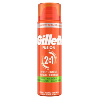   Gillette Fusion Borotvazselé Mandulaolajjal, Érzékeny Bőrre, 200ml
