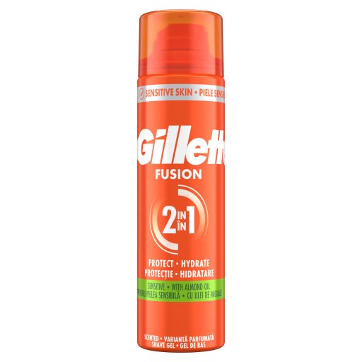 Gillette Fusion Borotvazselé Mandulaolajjal, Érzékeny Bőrre, 200ml