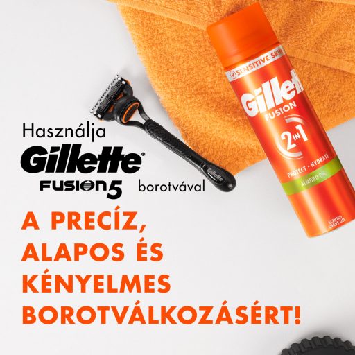 Gillette Fusion Borotvazselé Mandulaolajjal, Érzékeny Bőrre, 200ml