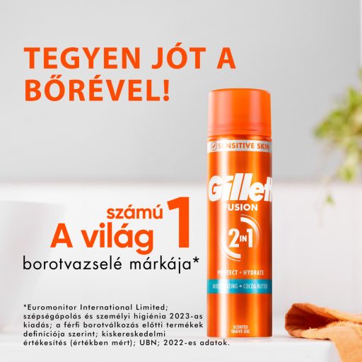 Gillette Fusion Hidratáló Borotvazselé Férfiak Számára, Kakaóvajjal, 200ml