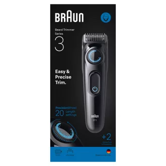  Braun Series 3 Szakállvágó, +2 Formázóeszköz, 20 Hosszbeállítás, Éles Pengék, BT3500, Fekete