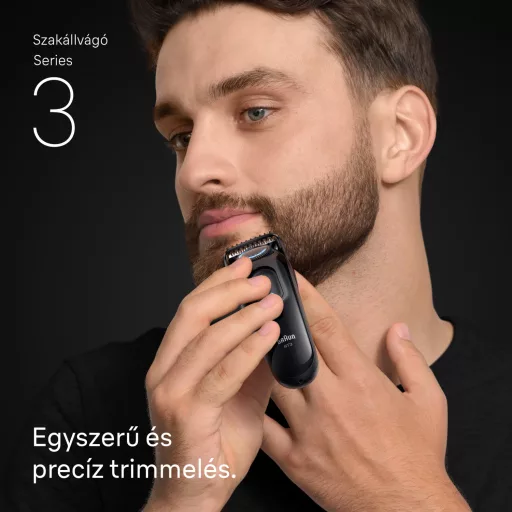 Braun Series 3 Szakállvágó, +2 Formázóeszköz, 20 Hosszbeállítás, Éles Pengék, BT3500, Fekete