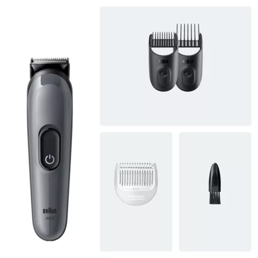 Braun Series 3 4 az 1-ben Formázókészlet, Éles Penge, 14 Hosszbeállítás, AIO3500, Szürke