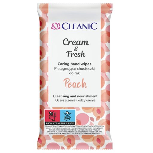 Cleanic frissítő törlőkendő 15 db-os Peach