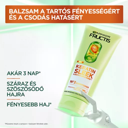 Garnier Fructis balzsam 200ml Keratin Sleek száraz szöszösödő hajra