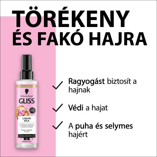 Schwarzkopf Gliss Liquid Silk Express Repair hajbalzsam ceramidokkal + selyemmel 200 ml