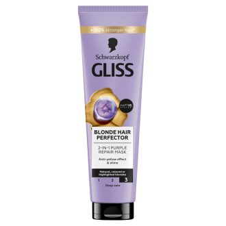   Gliss Blonde Hair Perfector 2 az 1-ben lila hamvasító hajpakolás 150 ml