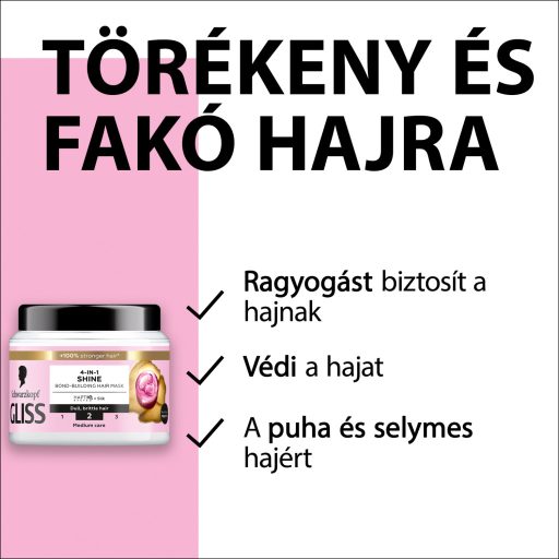 Gliss 4 az 1-ben ragyogás hajmaszk 400 ml